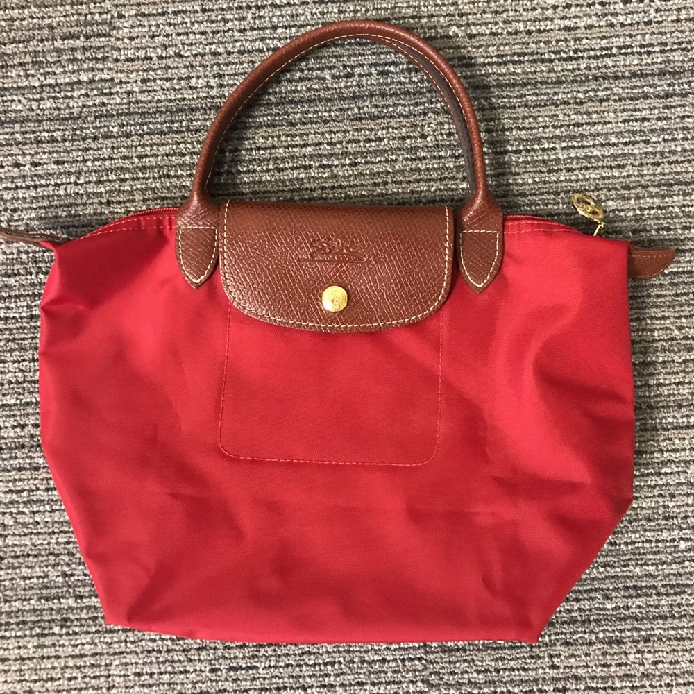 Longchamp Le Pliage small red handbag